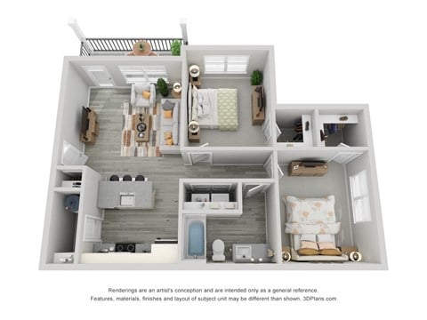 Floor plan for 2 beds, 1 bath, 873 sqft